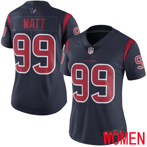 Houston Texans Limited Navy Blue Women J J  Watt Jersey NFL Football #99 Rush Vapor Untouchable->women nfl jersey->Women Jersey